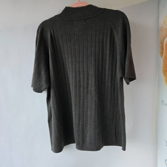 Modern Woman Grey Blouse Gray Mockneck Turtleneck Short Sleeve Office Chic 18/20 - Picture 3 of 12